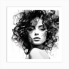 Portrait Of A Woman With Curly Hair 6 Art Print