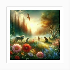 Wolf In The Forest 3 Art Print