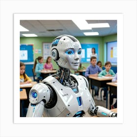 Robot In Classroom 11 Art Print