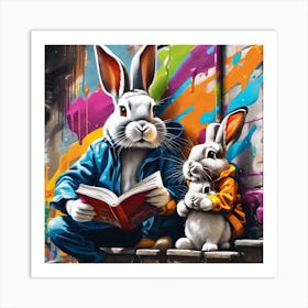 Rabbits Reading Art Print