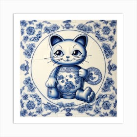 Doraemon Cartoon Delft Tile Illustration 4 Art Print