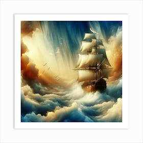 Sailing Ship In The Clouds 6 Art Print