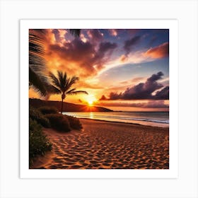 Sunset On The Beach 451 Art Print