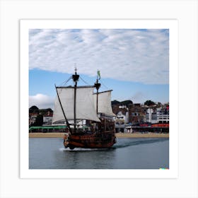 Ship leaving town Art Print