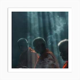 Hindu Monks Praying 1 Art Print