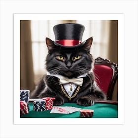 Cat Top Hat Poker 1 Art Print