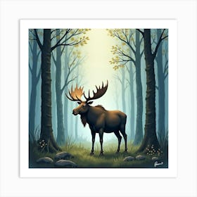 Moose In The Woods Art Print