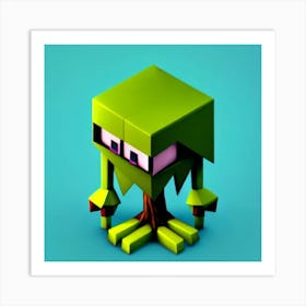 3d Cube Low Poly Creatures Art Print