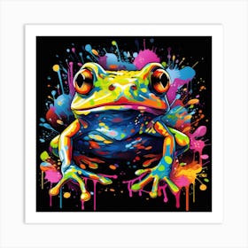 Colorful Frog Splatter Art Print