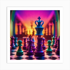 Colorful Chess Pieces Art Print