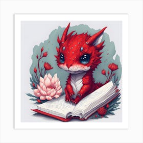 Red Dragon Reading A Book 2 Art Print