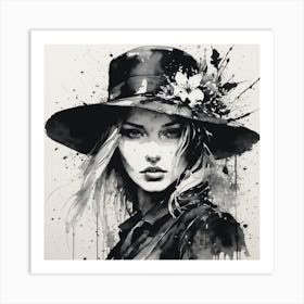 Portrait Of A Woman In A Hat Art Print