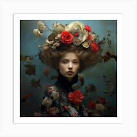 Girl With A Flower Crown Art Print