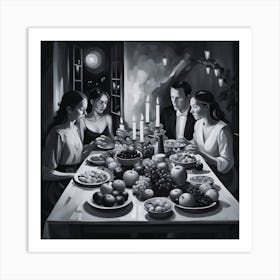 Dinner At The Table Art Print