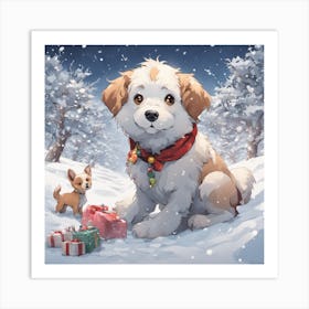 365887 Un Chien Blanc Qui Tire Une Charrette Rempli De Xl 1024 V1 0 Art Print