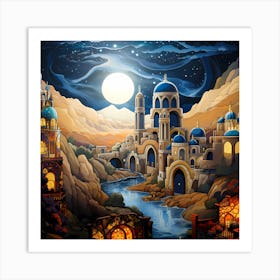 The Moroccan Azure Village Art Print