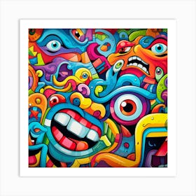 Colorful Monsters Illustration Art Print