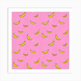 Pink Bananas Square Art Print
