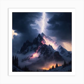 Lightning In The Mountains Art Print