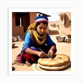 Bread Making In The Desert Art Print