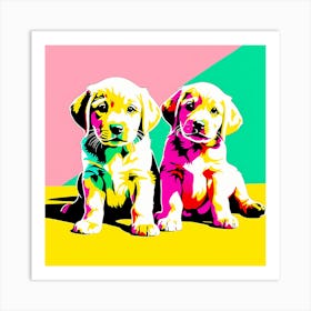 'Labrador Retriever Pups', This Contemporary art brings POP Art and Flat Vector Art Together, Colorful Art, Animal Art, Home Decor, Kids Room Decor, Puppy Bank - 64th Art Print