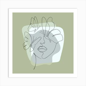 Woman Butterflies Line Art Minimalist Art Painting Art Print