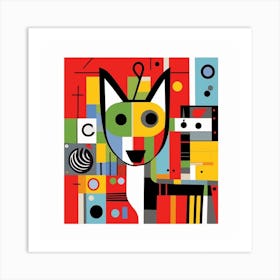 Cat geometric Art Print