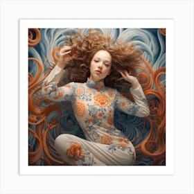 Girl With Curly Hair Art Print