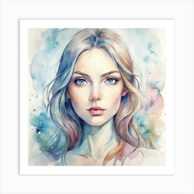 Watercolor Of A Girl Art Print