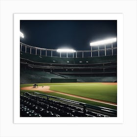 Baseball Stadium At Night Art Print