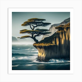 Lone Tree On Cliff Art Print