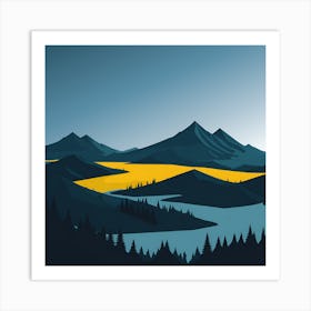 River Forest Mountain Art Print