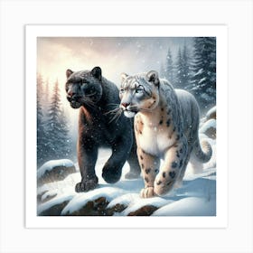 Snow Leopards Art Print