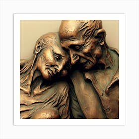 Old Couple Hugging Art Print