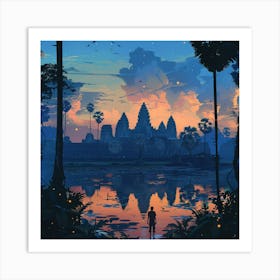 Sunset In Angkor Art Print