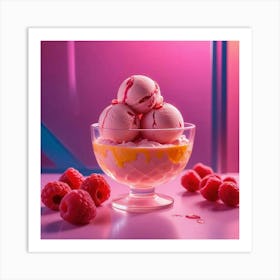 Chilled Raspberryinfused Ice Cream Scoop Art Print