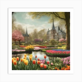 Keukenhof Gardens Netherlands Vintage Botanical 5 Art Print