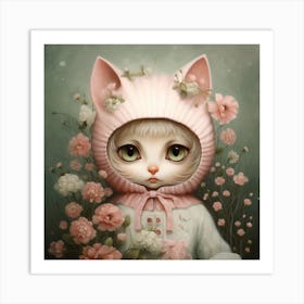 Kitty In Pink Art Print