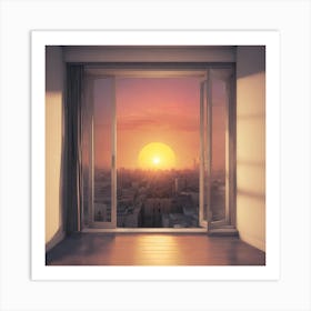 Sunrise From An Open Window Art Print