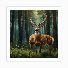 Deer In The Forest 13 Art Print