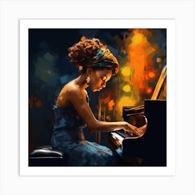 Portrait Of A Woman Playing The Piano Art Print