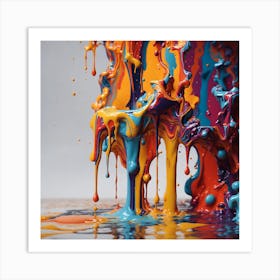 Colorful Paint Drips 1 Art Print