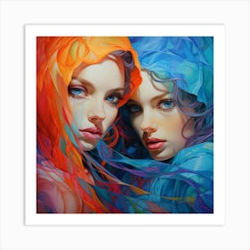 Bdias2 Two Women With Colorful Eyes Appear In The Painting In T 7dc026a4 D1ae 4f53 8357 221e93448627 Art Print
