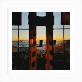 Sunset Through A Fence In NYC Art Print