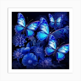 Blue Butterflies 1 Art Print