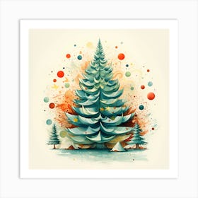 Nostalgic Noel: Aqua Evergreen Elegance Art Print