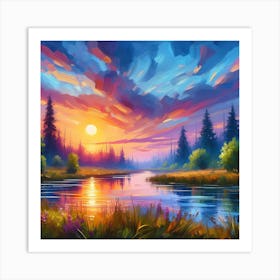 Sunset By The River 8 Art Print