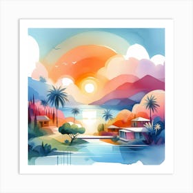 Watercolor Landscape Painting 55 Art Print