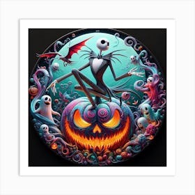 Hauntingly Beautiful Skellington at Halloween Art Print