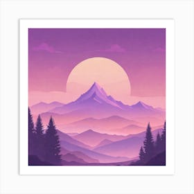 Misty mountains background in purple tone 91 Art Print